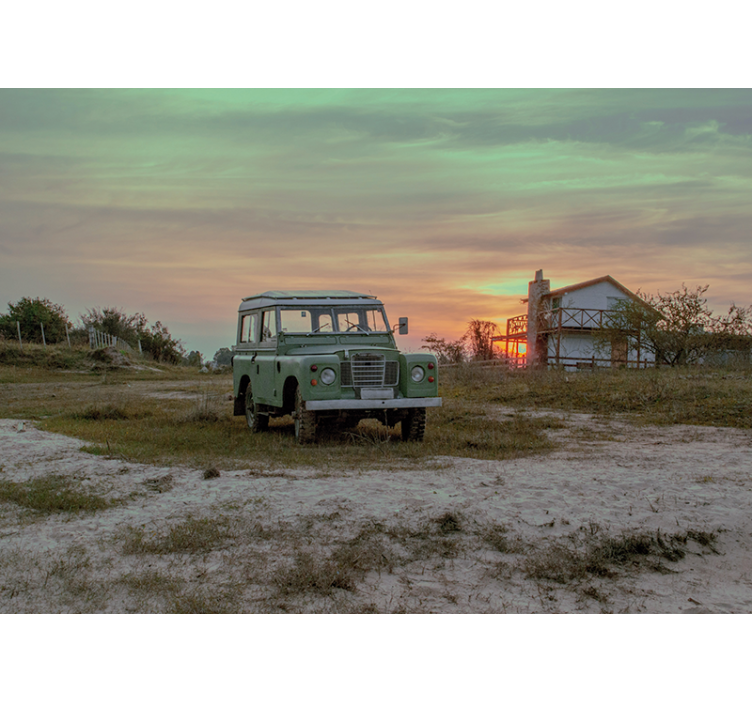 其他车辆壁画 绿色经典车 - TenStickers