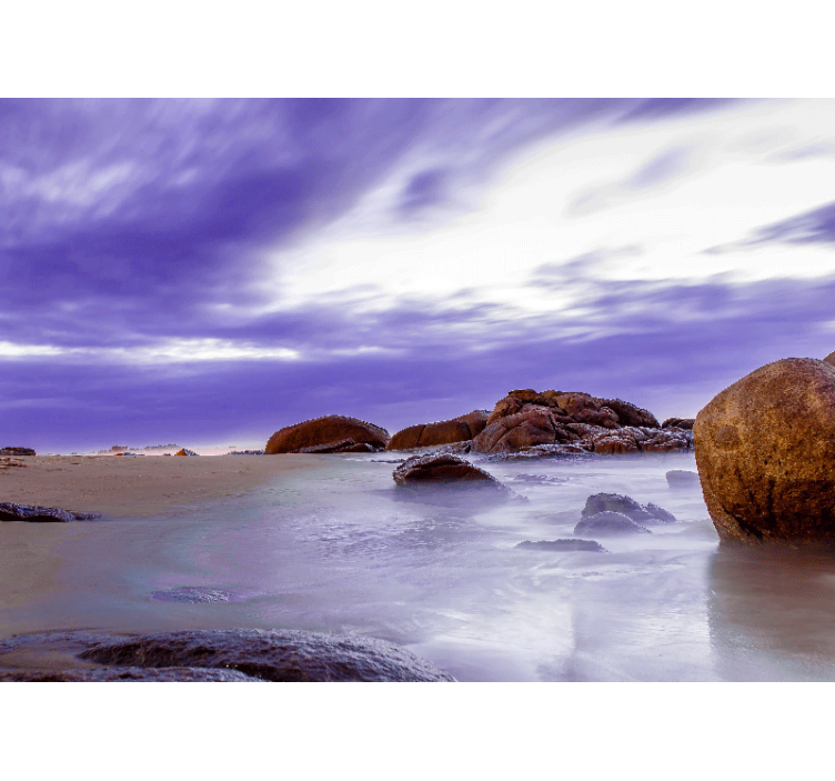 山墙壁画展现岩石海滩风景 - TenStickers