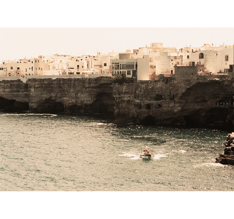 海壁下的波利尼亚诺海景观 - TenStickers