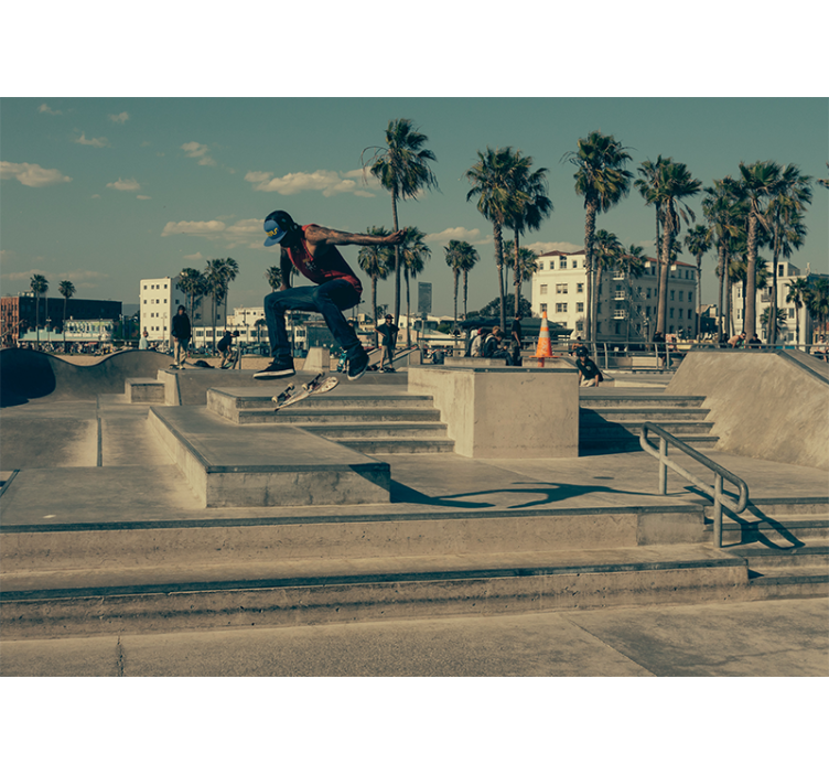 城市艺术壁画滑板运动员在行动 - TenStickers