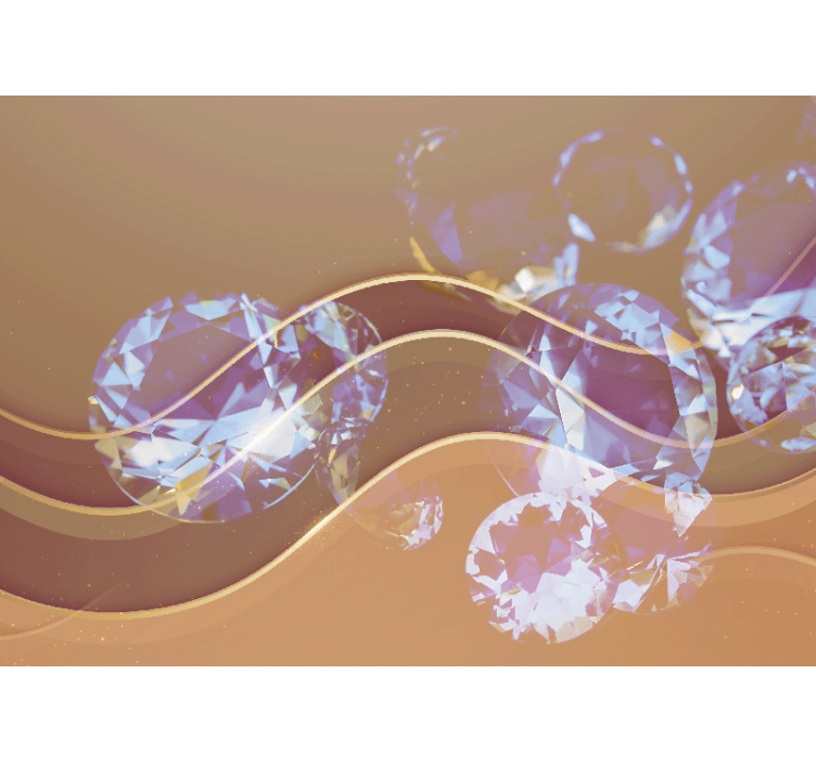 抽象壁画 闪闪发光的水晶波浪 - TenStickers