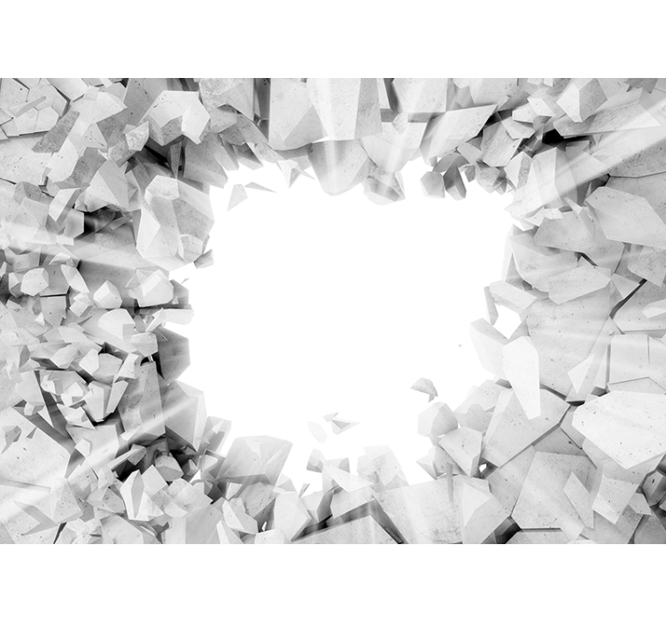 3d效果墙壁画展现破损混凝土纹理 - TenStickers