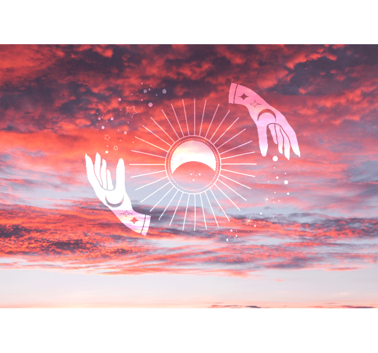 两只手在天空禅壁画 - TenStickers