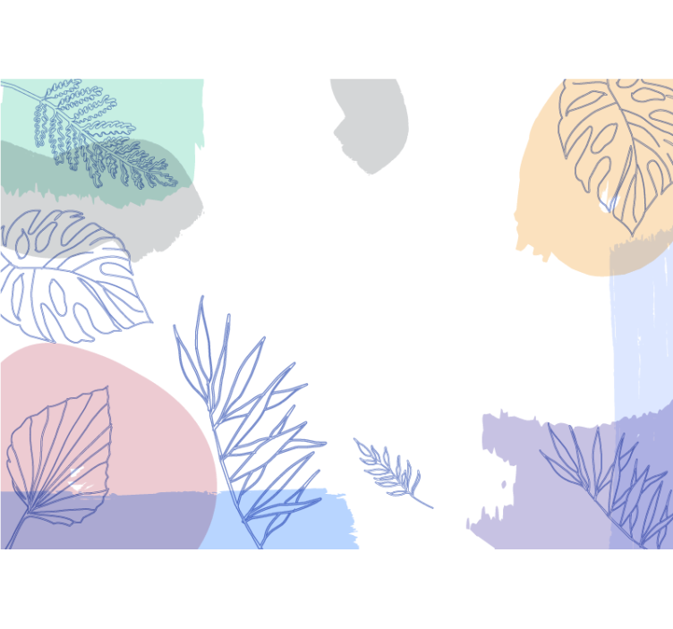 壁画质地呈现叶状几何形状 - TenStickers