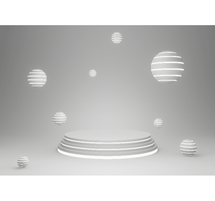 浮动球体圆形底座 3d 壁画 - TenStickers