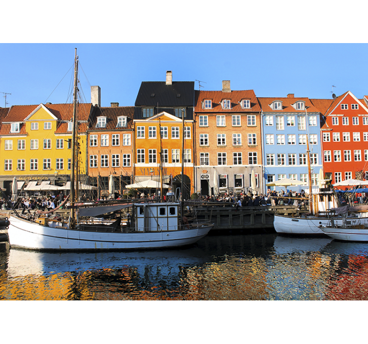 城市和乡村墙壁画生动的湖畔居所 - TenStickers