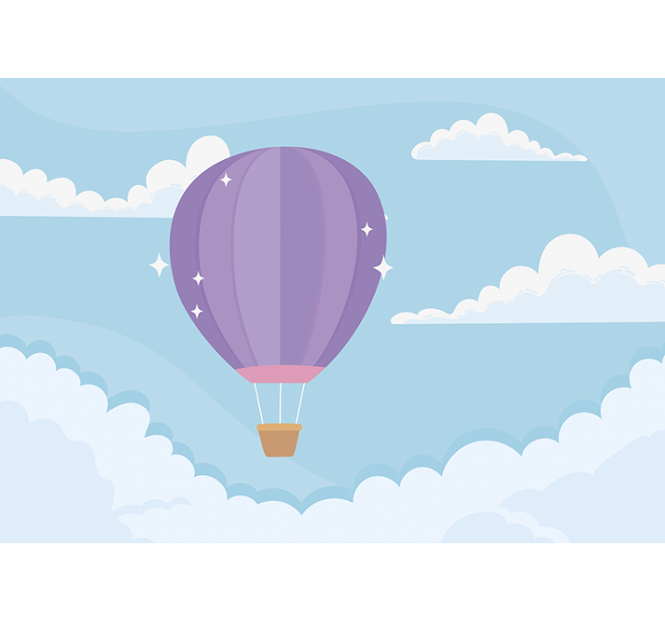 明亮的热气球天空云墙壁壁画 - TenStickers