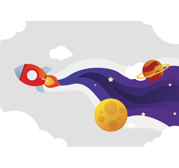 卡通发射火箭到太空壁画 - TenStickers