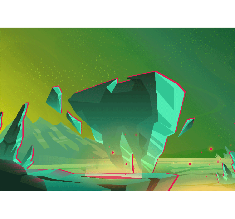 抽象壁画呈现几何绿色形状 - TenStickers