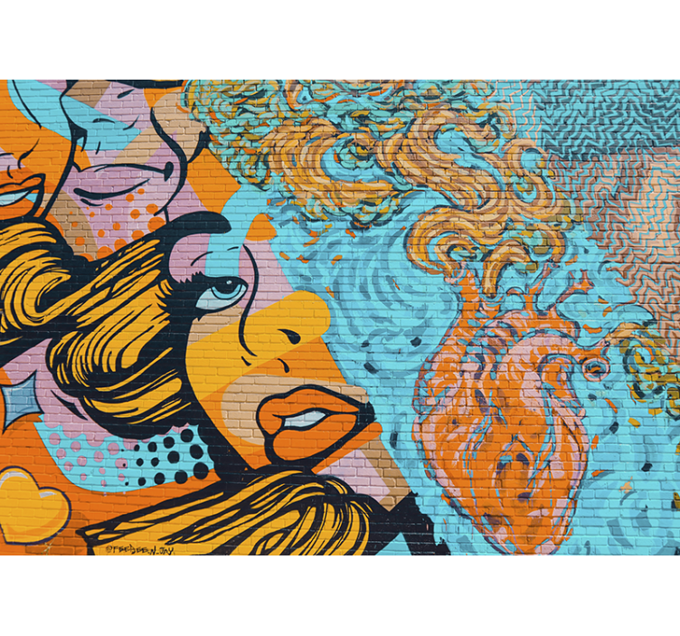 女人的脸涂鸦城市艺术壁画 - TenStickers