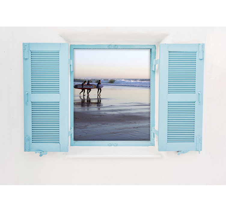 城市和乡村墙壁画海滩冲浪场景 - TenStickers