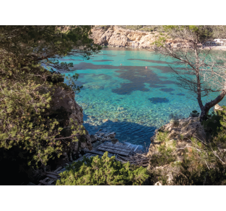 壁画质地清晰海岸风景 - TenStickers