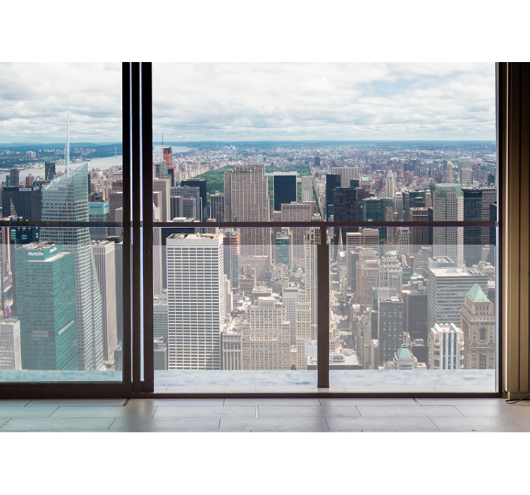 打开窗户可以看到曼哈顿壁画 - TenStickers