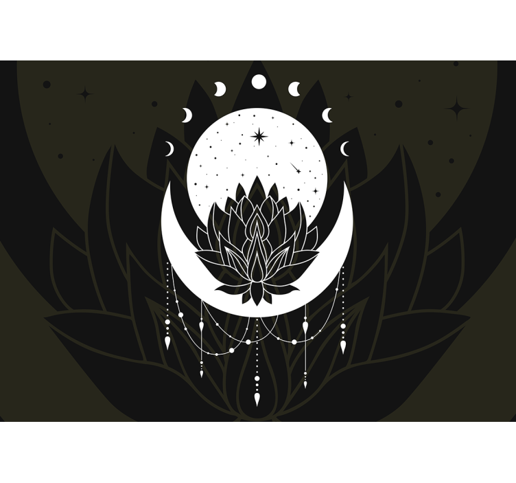 曼陀罗壁画莲花月亮设计 - TenStickers