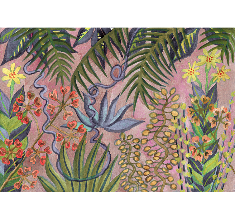 壁画质地展现热带植物风情 - TenStickers