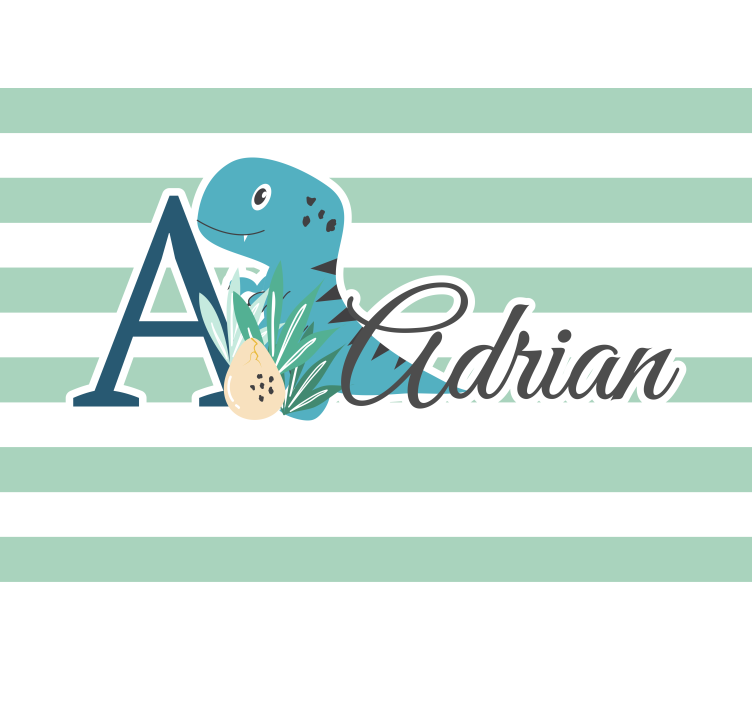 儿童房的其他壁画：t-rex与名字首字母 - TenStickers