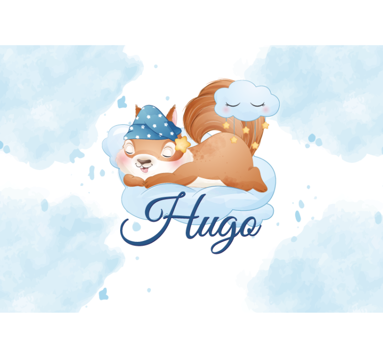 可爱的松鼠男孩的名字有幼儿园壁画 - TenStickers