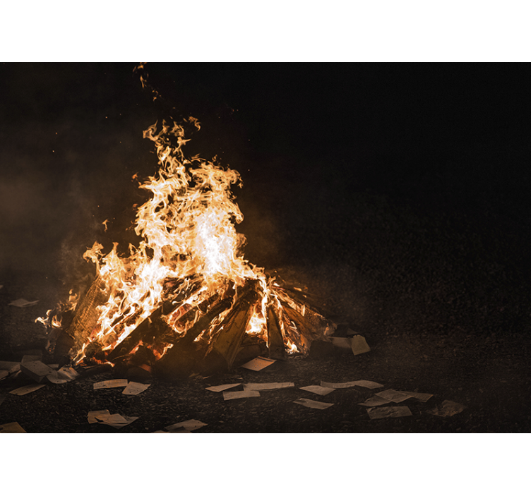 抽象壁画燃烧篝火场景 - TenStickers