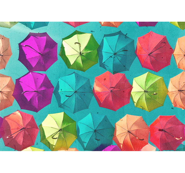 城市艺术壁画彩色雨伞设计 - TenStickers