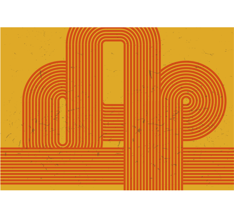 抽象壁画呈现曲线线条图案 - TenStickers