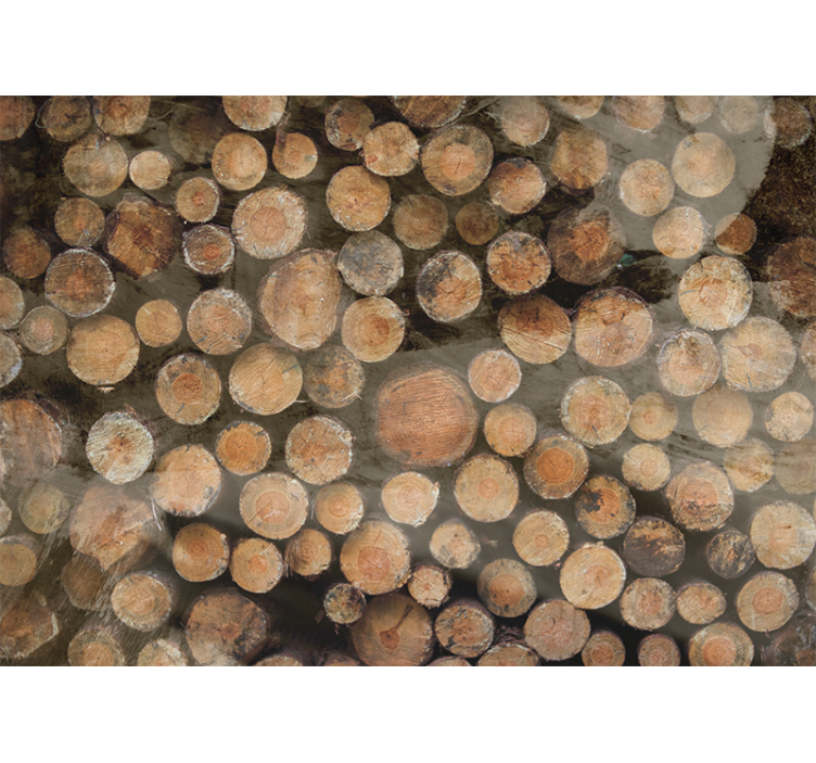 其他纹理和图案壁画木材原木排列 - TenStickers