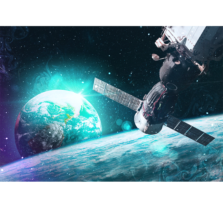 壁画 空间 航天器绕地球飞行 - TenStickers