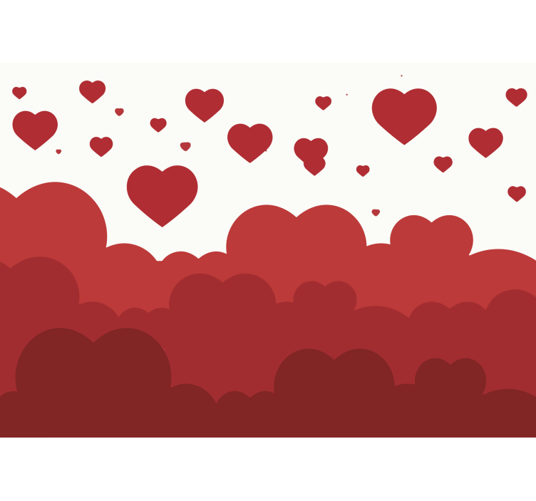 爱墙壁画飘浮的心形云彩 - TenStickers