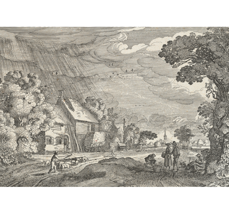 风景墙壁画展现乡村场景 - TenStickers