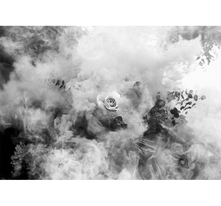 花墙壁画飘渺白玫瑰 - TenStickers