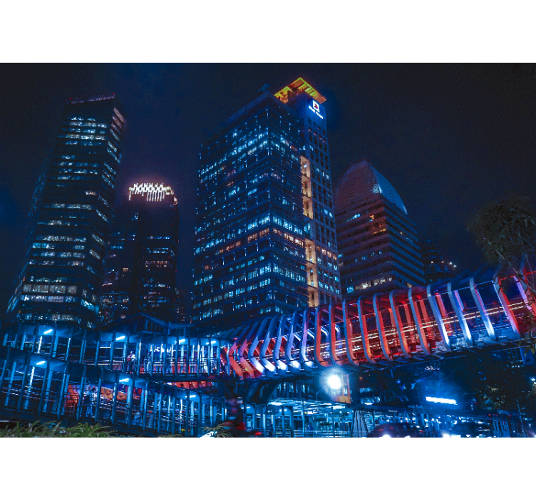 城市和乡村墙壁画现代城市夜景 - TenStickers