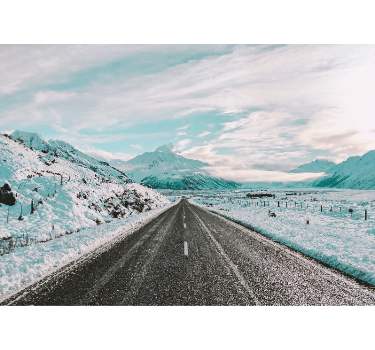 风景墙壁画冰雪山道 - TenStickers