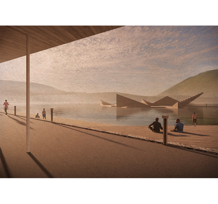 风景墙壁画宁静湖岸视角 - TenStickers