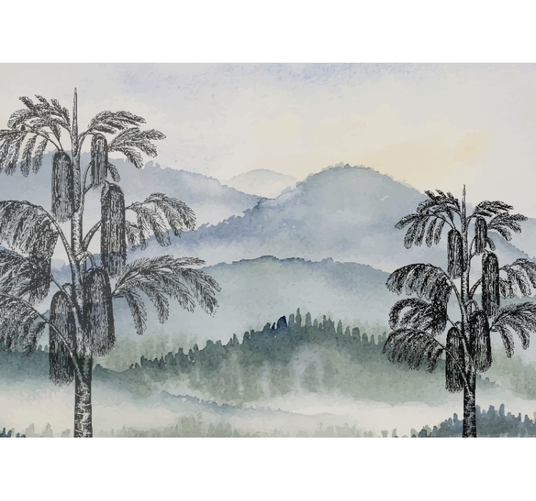 壁画质地呈现山脉风景 - TenStickers