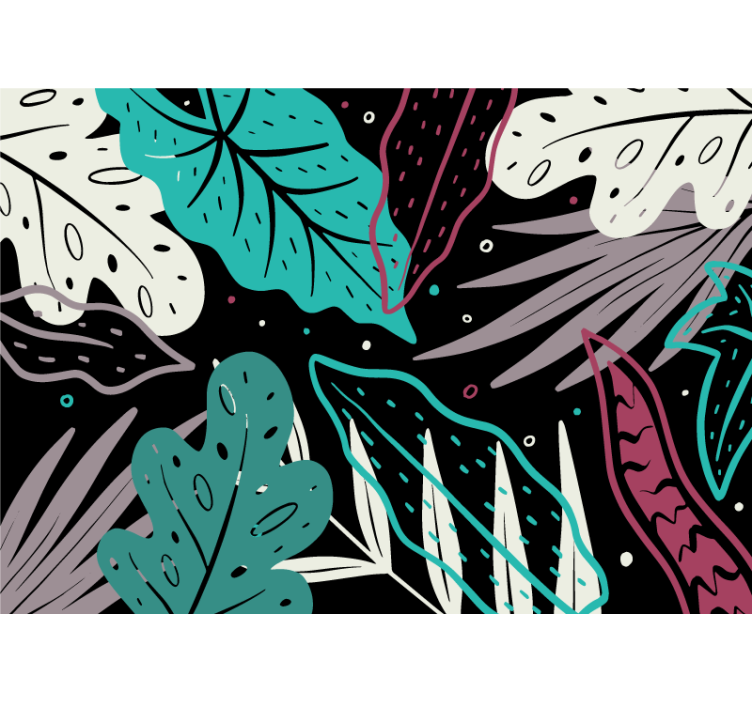 壁画质地装饰性叶子图案 - TenStickers