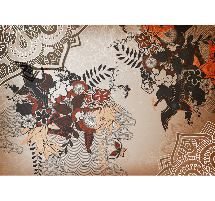 曼陀罗壁画与曼陀罗花卉图案相结合 - TenStickers