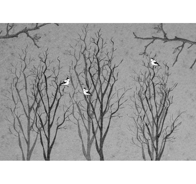 树木墙壁画与鸟儿栖息的树枝 - TenStickers