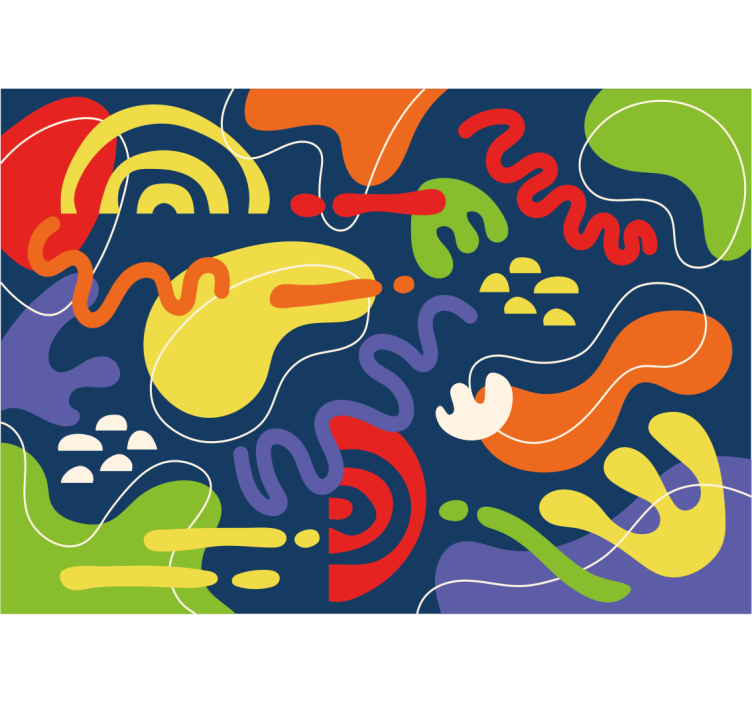 白线多彩抽象壁画 - TenStickers