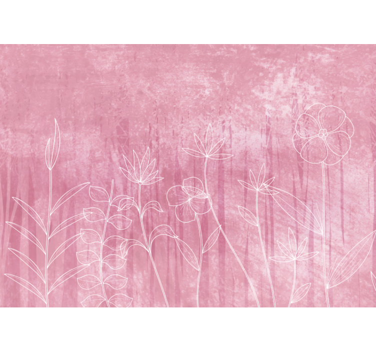 花墙壁画精致花卉轮廓 - TenStickers