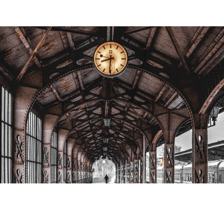 城市和乡村墙壁画时钟站拱门 - TenStickers