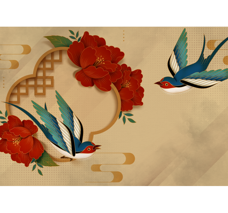 花鸟 3d 壁画 - TenStickers