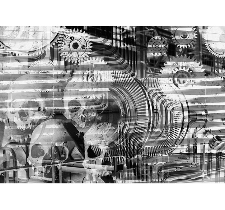 抽象壁画机械骷髅图案 - TenStickers