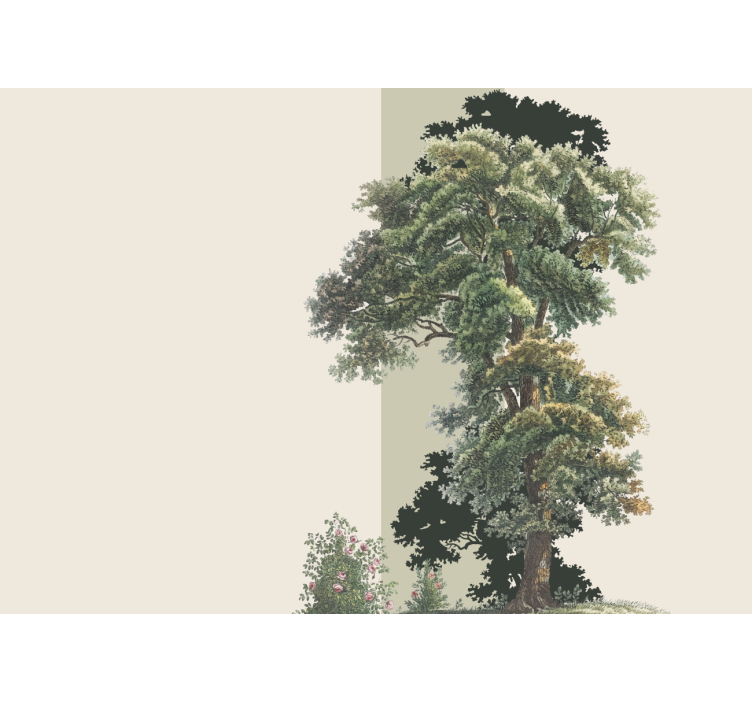 壁画质地展现多彩树叶风景 - TenStickers