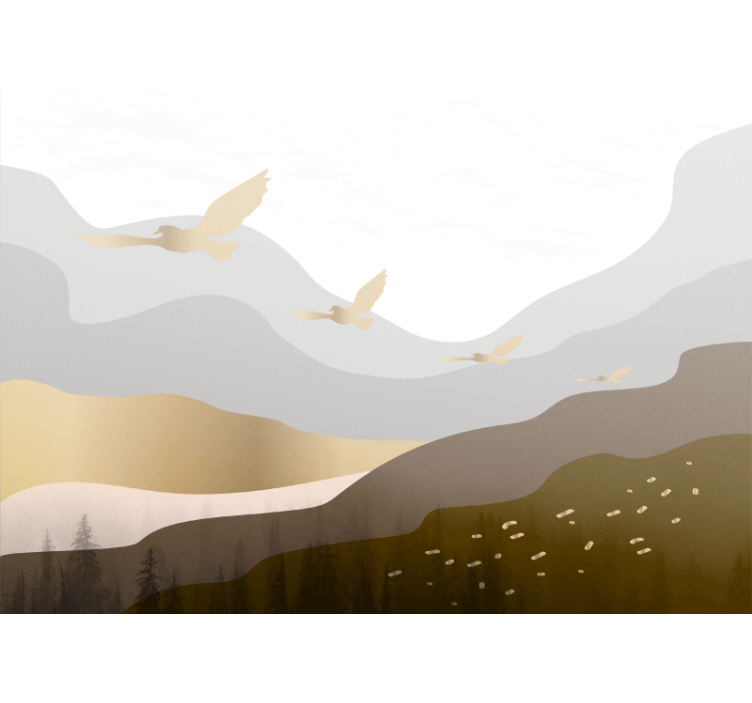 壁画质地飞翔鸟类剪影 - TenStickers