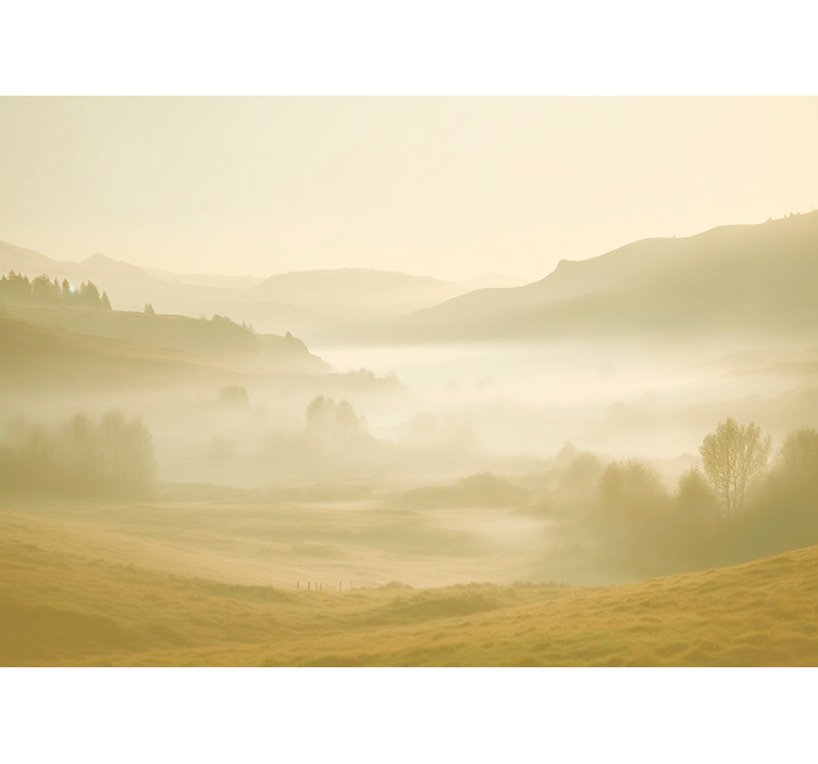 山墙壁画 米色和雾蒙蒙的景色 - TenStickers