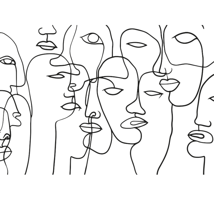 抽象壁画 脸型 - TenStickers