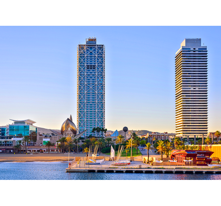 壁画巴塞罗那 海岸景观 - TenStickers