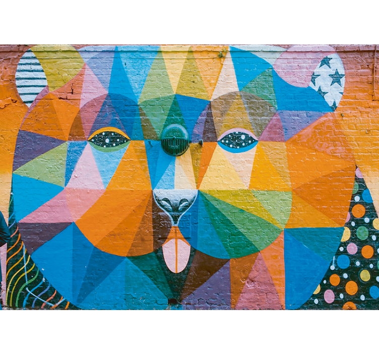 城市艺术壁画 几何猫科动物 - TenStickers