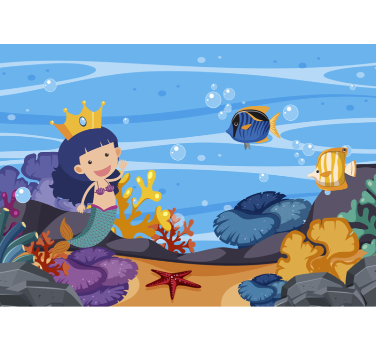 儿童房的其他壁画 海底美人鱼卡通 - TenStickers