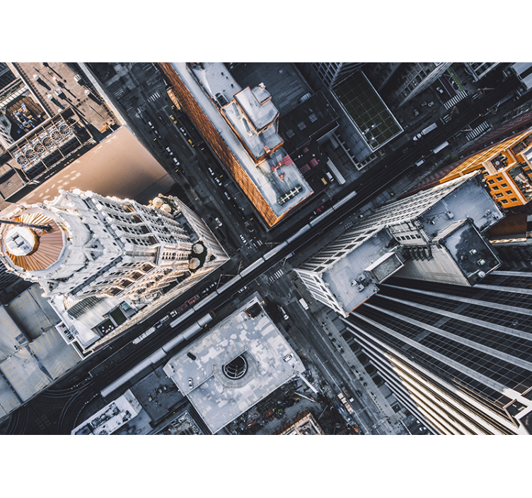 城市和乡村墙壁画，鸟瞰城市景观 - TenStickers