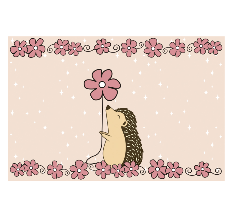 动物墙壁画 刺猬和花 - TenStickers